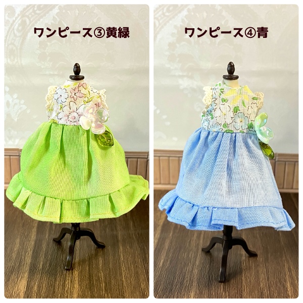 【ドール】1/12size:虫虫カフェのお花のワンピース