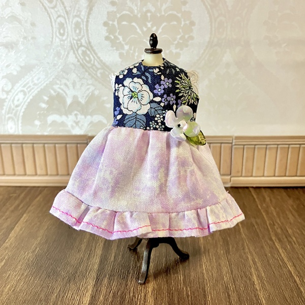 【ドール】1/12size:虫虫カフェのお花のワンピース