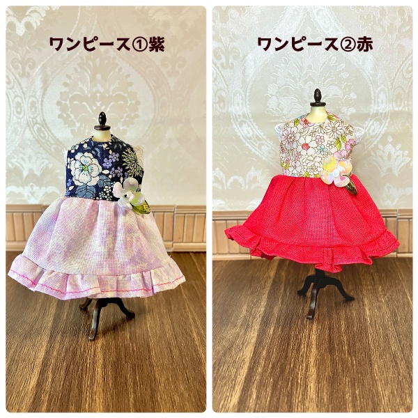 【ドール】1/12size:虫虫カフェのお花のワンピース