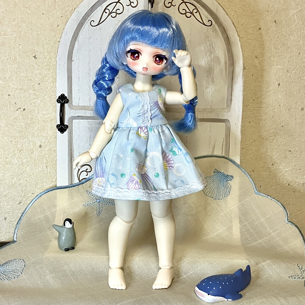 【ドール】1/6、小1/6size:クラゲのサマーワンピ