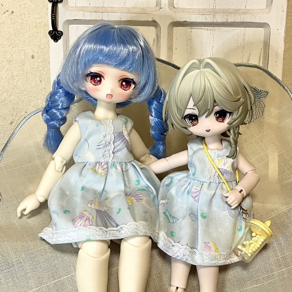 【ドール】1/6、小1/6size:クラゲのサマーワンピ