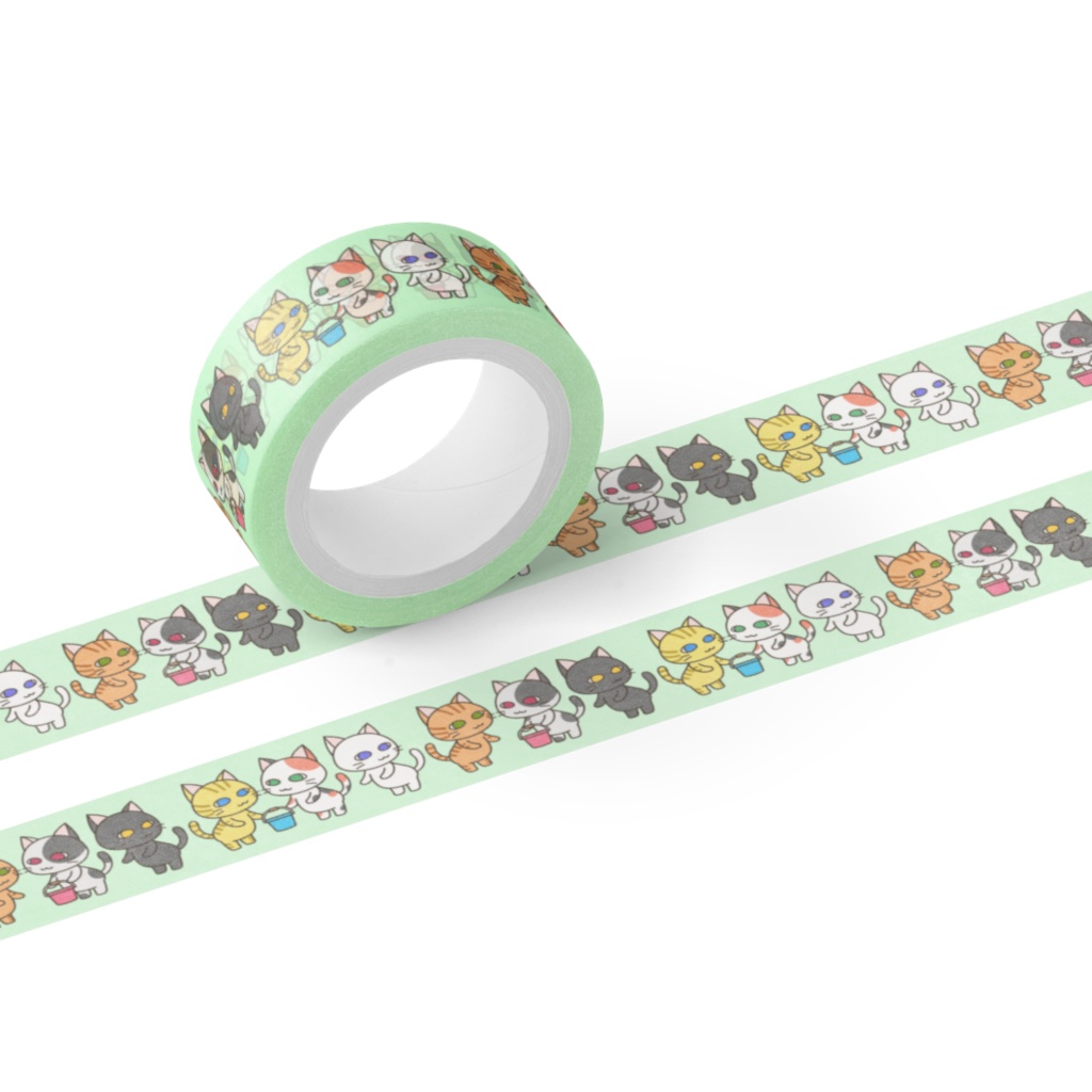 バケツリレーねこ【マスキングテープ】