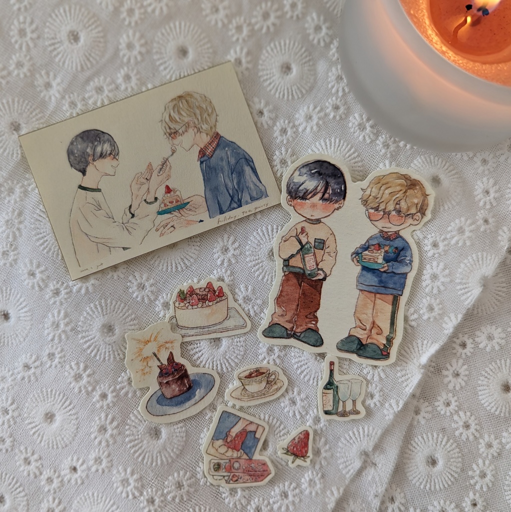 【シール】holiday, tea party