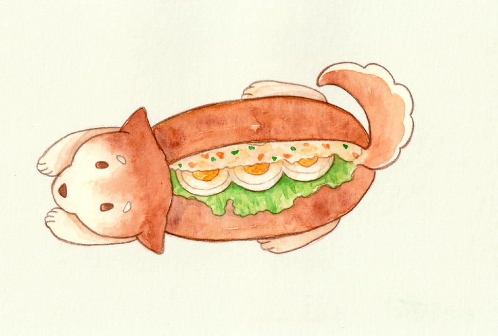 【原画】しばいぬサンドとかめバーガー