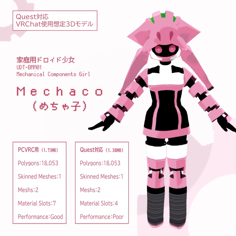 Quest対応オリジナル3Dモデル「Mechaco（めちゃ子）」