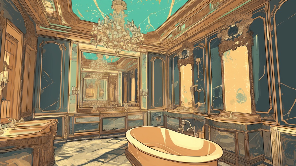 派手なバスルーム,風呂場、浴室な背景素材。１３枚セット