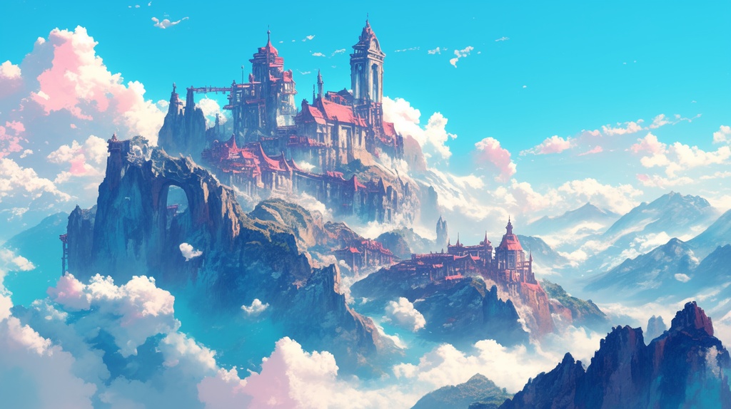 古城の有る風景の背景画像。１１枚セット