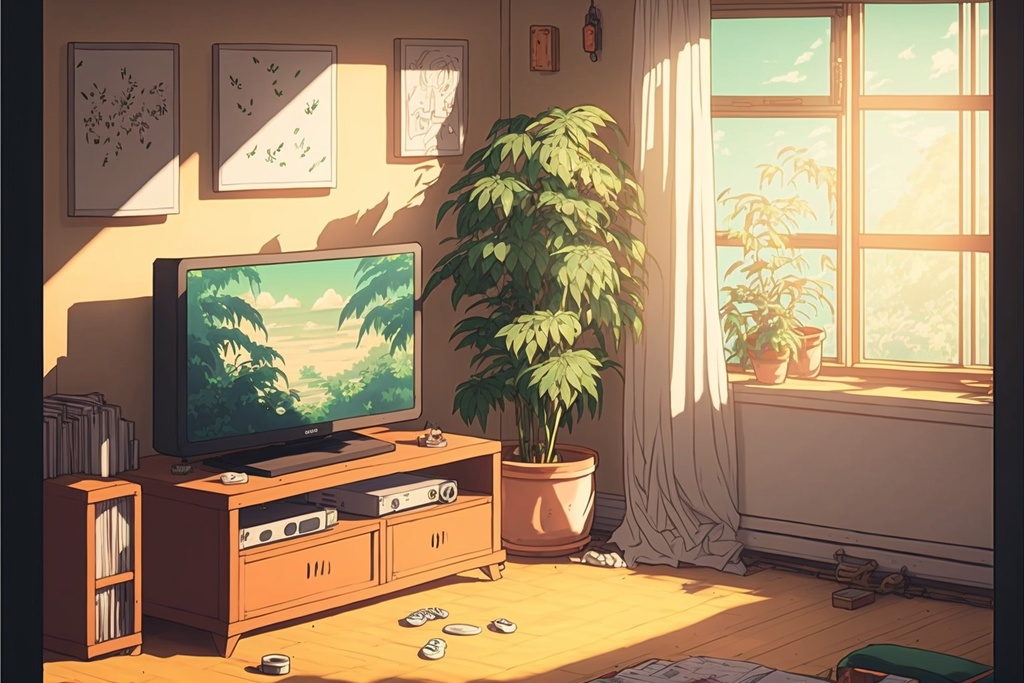 居間。明るいリビングルームの背景素材１～４