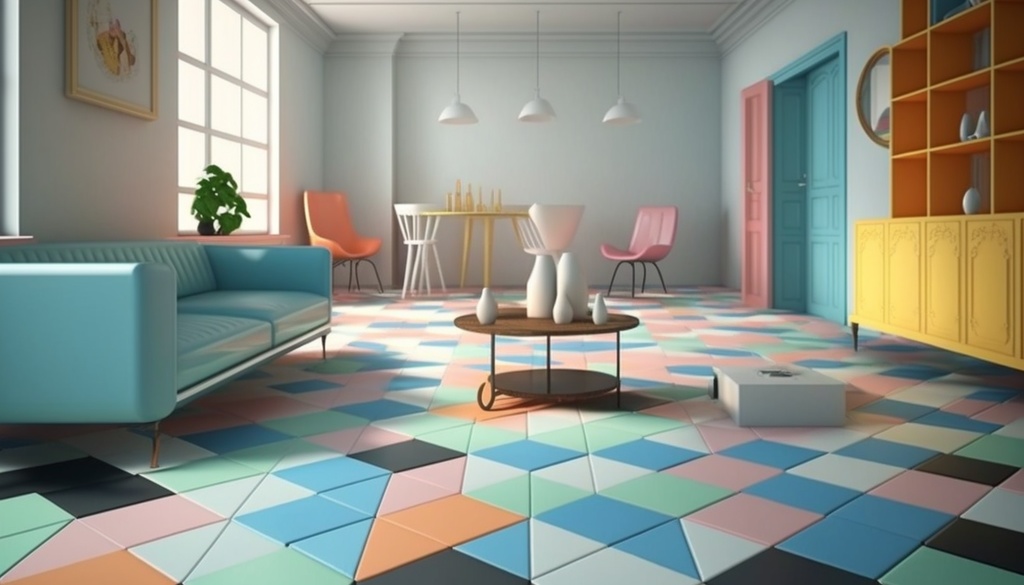 カラフル、パステルカラーなリビングの背景素材.１0枚セット