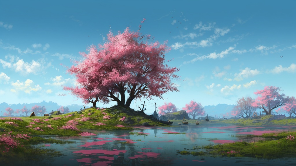 桜と川の風景１～６