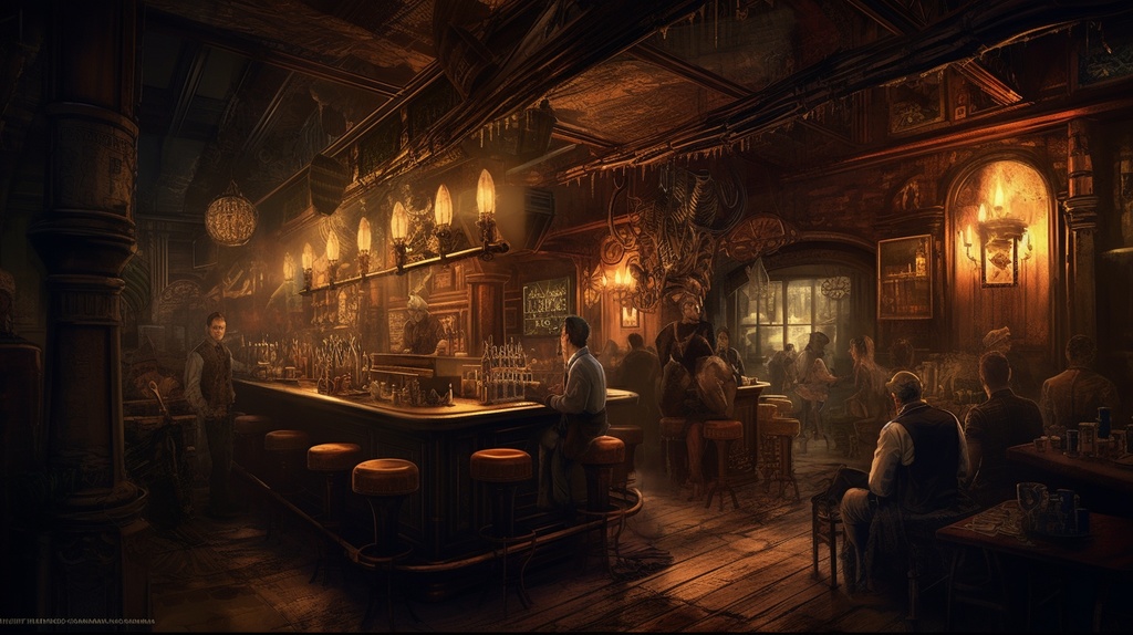 昔からあるバー、パブ、酒場の背景素材１～７