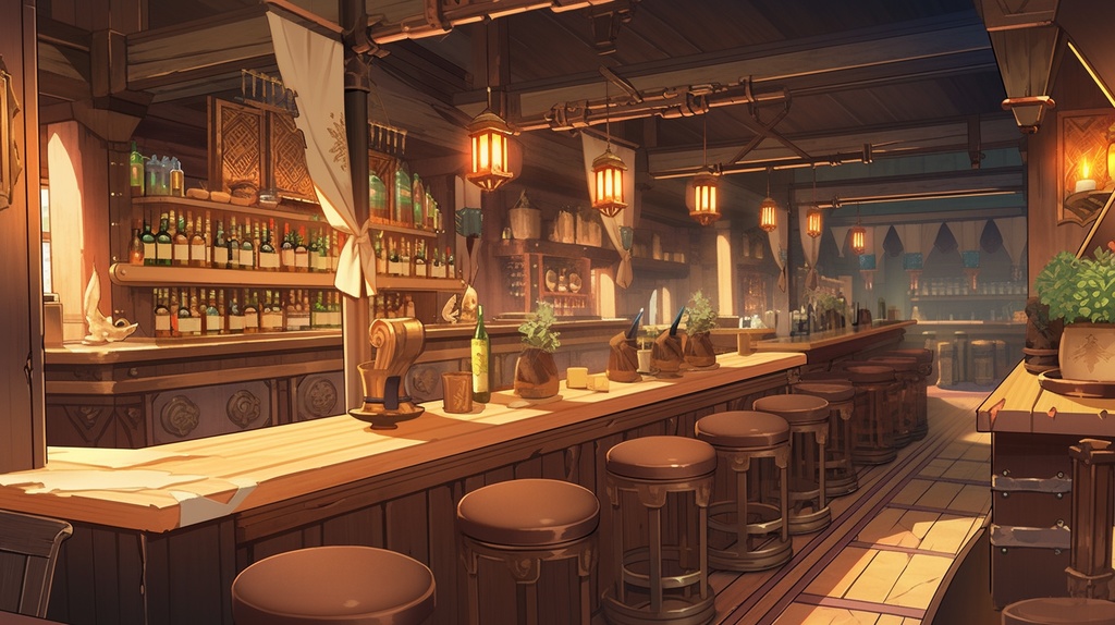 ファンタジー酒場、居酒屋、バーな背景素材。１１枚セット
