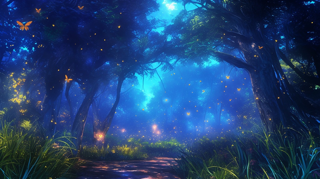 幻想的、ファンタジーな魔法の森と小屋の背景素材②。13枚セット