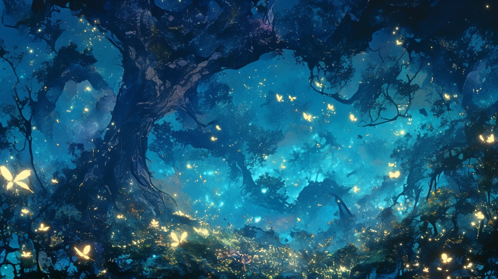 幻想的、ファンタジーな魔法の森と小屋の背景素材②。13枚セット