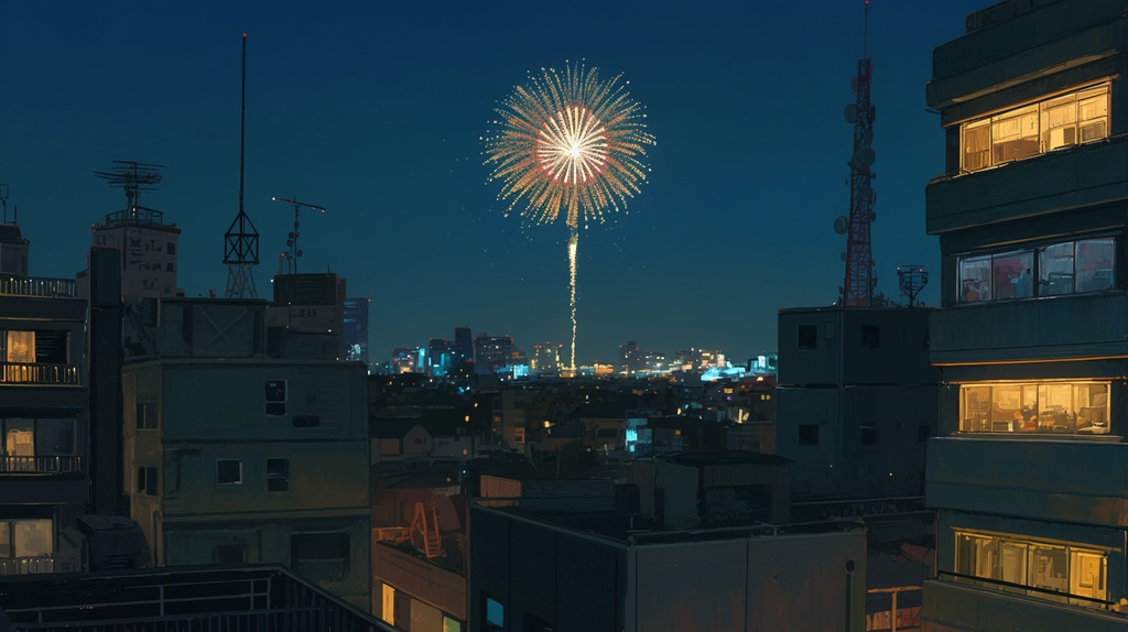 打ち上げ花火。花火大会の背景素材１～１4