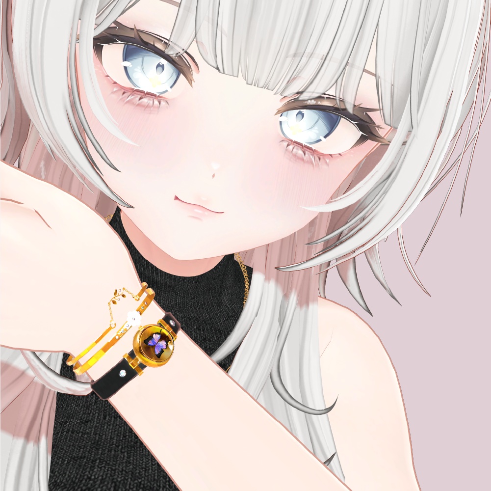 【MA対応】蝶々が舞うパーティクル付きバングル - Butterflies fly watch