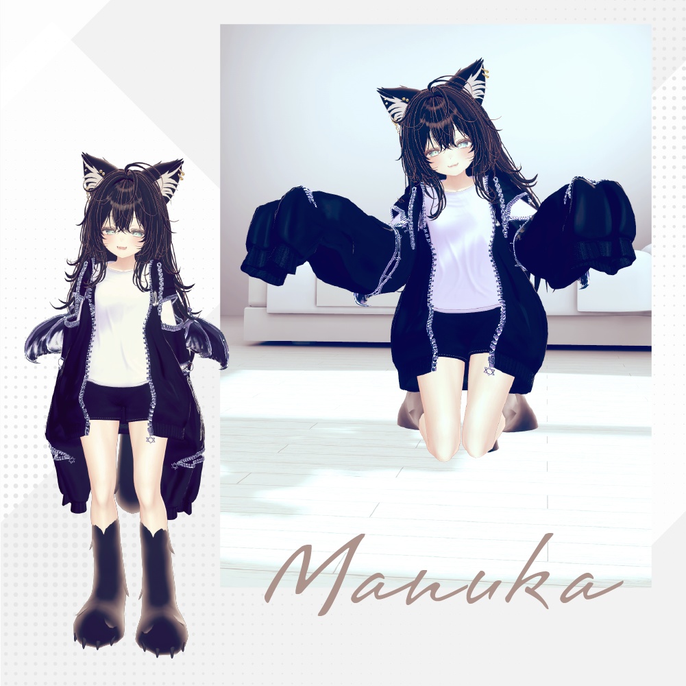 【MA対応】モフモフ動くケモ耳・しっぽ・ケモ足セット - Mofu kemo set ( ear & tail & feet ) 【4アバター対応】