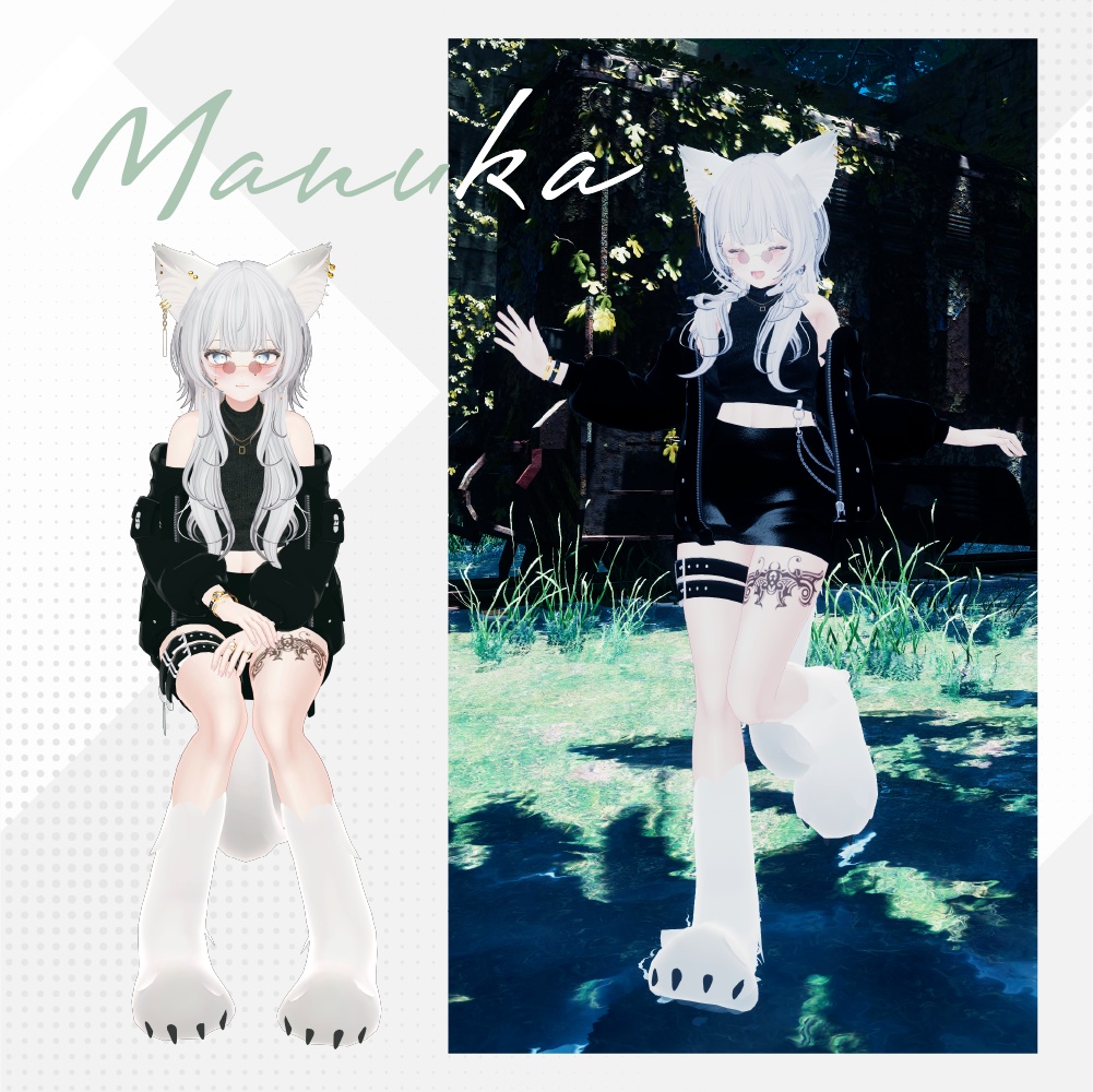 【MA対応】モフモフ動くケモ耳・しっぽ・ケモ足セット - Mofu kemo set ( ear & tail & feet ) 【4アバター対応】