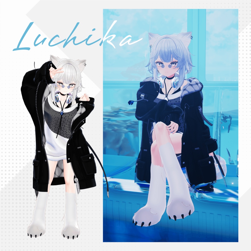 【MA対応】モフモフ動くケモ耳・しっぽ・ケモ足セット - Mofu kemo set ( ear & tail & feet ) 【7アバター対応】