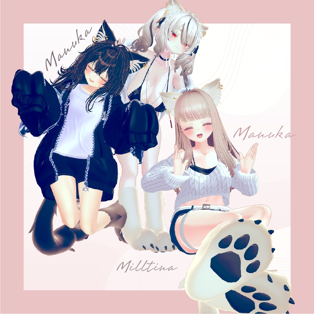 【MA対応】モフモフ動くケモ耳・しっぽ・ケモ足セット - Mofu kemo set ( ear & tail & feet ) 【4アバター対応】