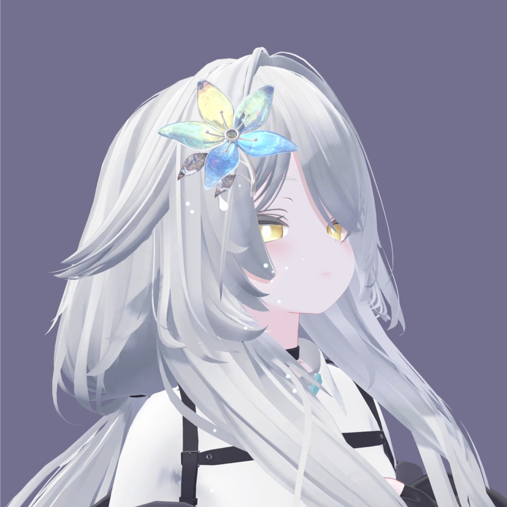 【MA対応】 粉雪が舞うアニメーションつきクリスタルの花飾り&ピアス - Tear flower jewelry【パーティクル付】