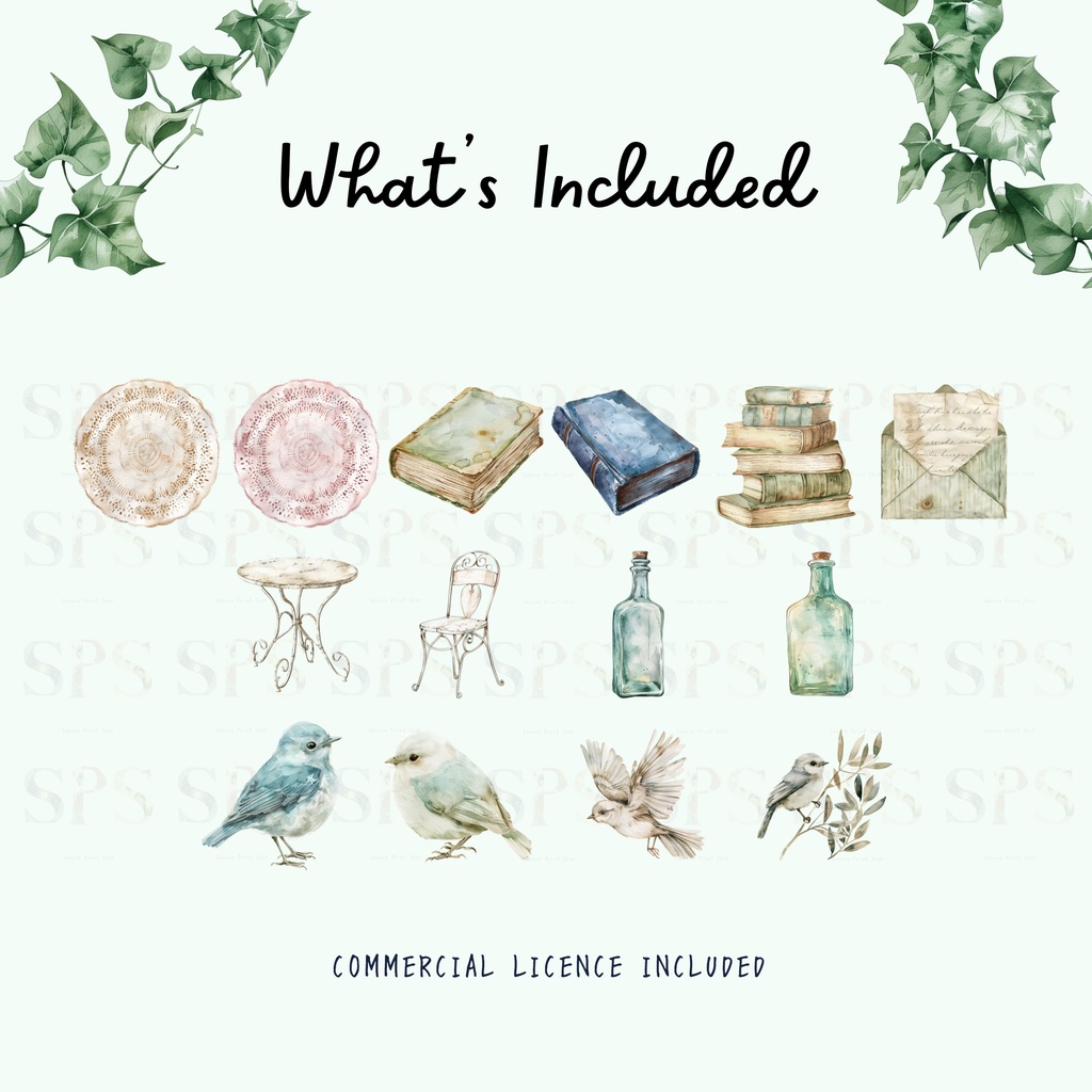 フレンチガーデン水彩クリップアート素材集|French Garden Clipart Bundle(商用利用OK)