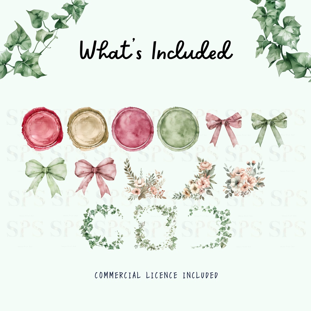 フレンチガーデン水彩クリップアート素材集|French Garden Clipart Bundle(商用利用OK)