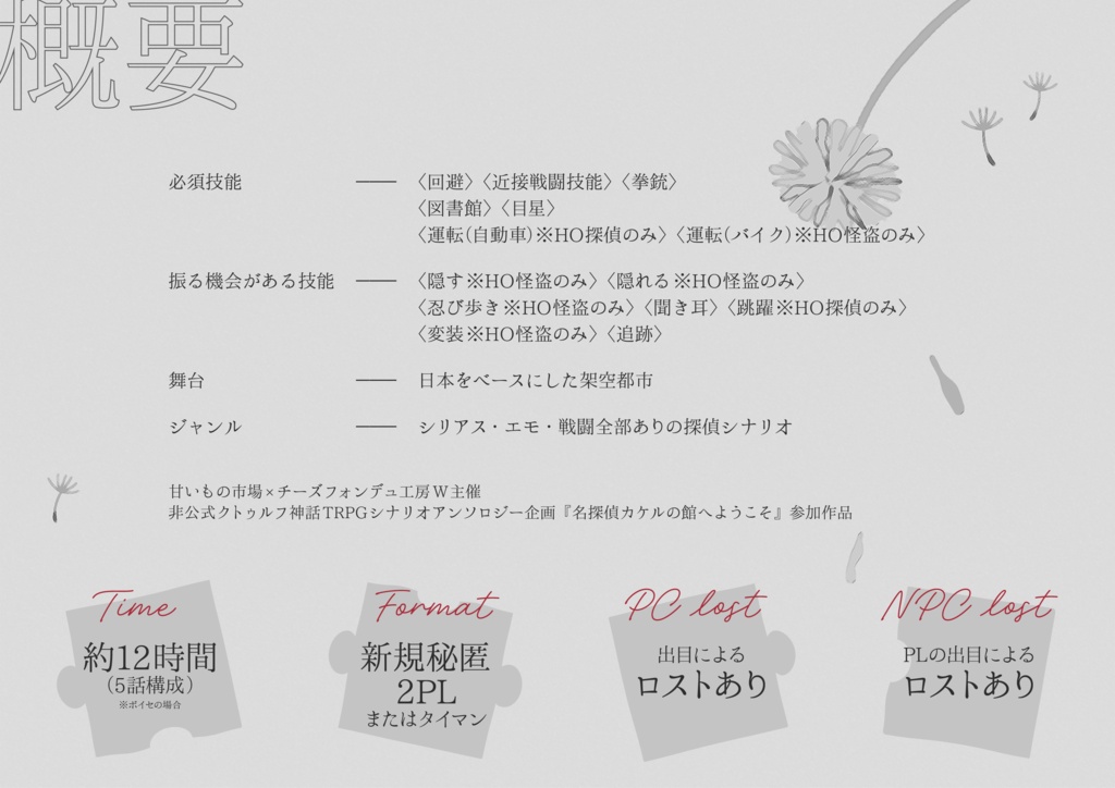 【CoC秘匿2PL】拝啓、私の愛した探偵へ【試し読み公開中】