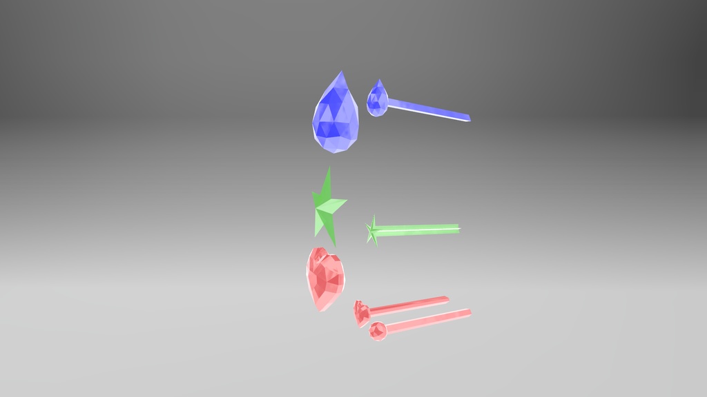 【3Dモデル】宝石のピアス