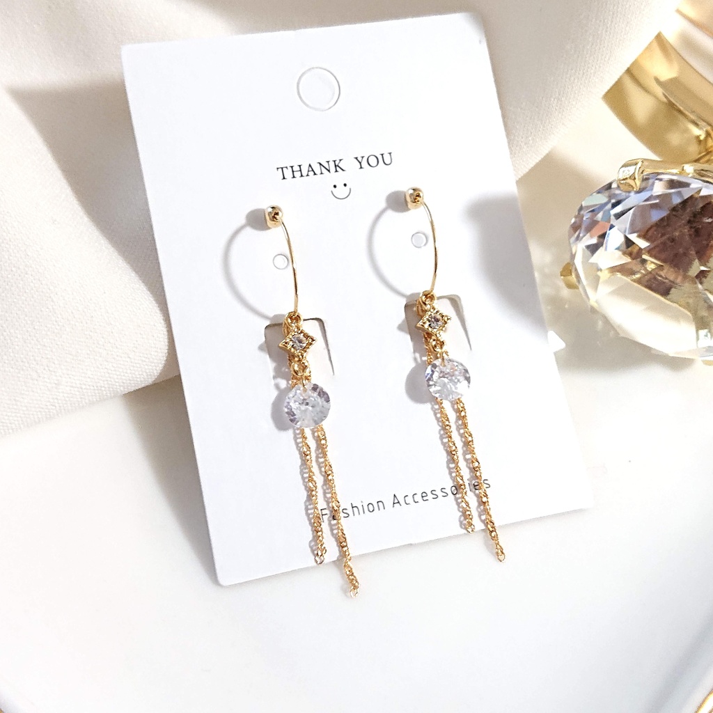 寮カラーストーンチェーンフープイヤリング/ピアス