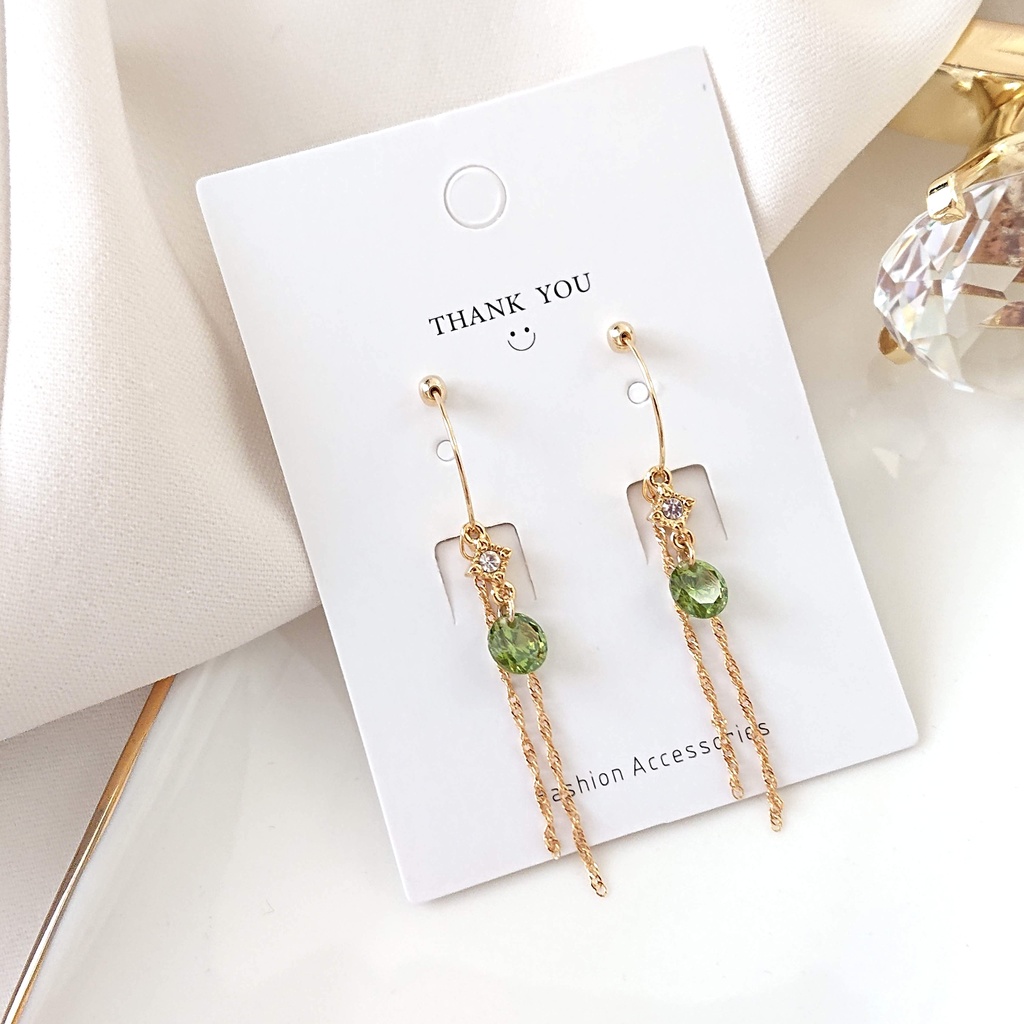 寮カラーストーンチェーンフープイヤリング/ピアス