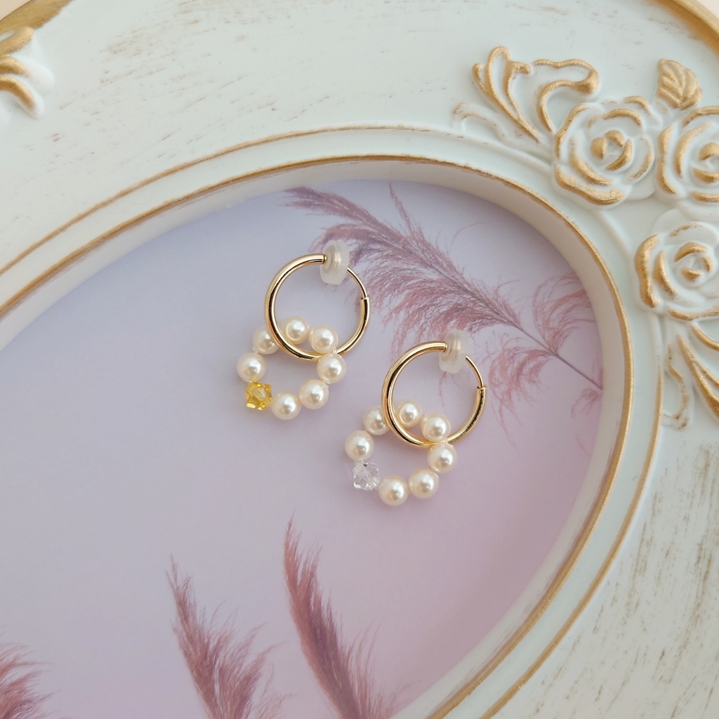 サバナクロー寮 イメージ パールフープピアス/イヤリング