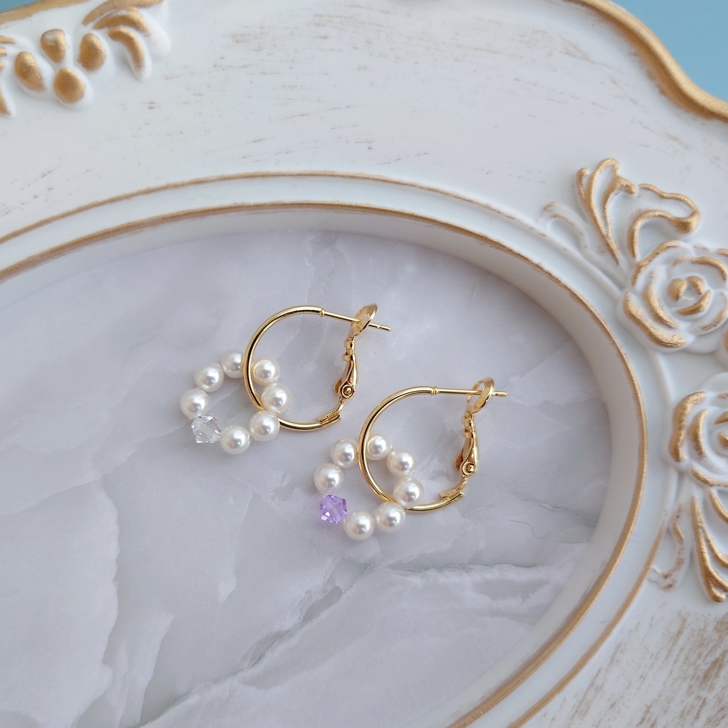 オクタヴィネル寮 イメージ パールフープピアス/イヤリング