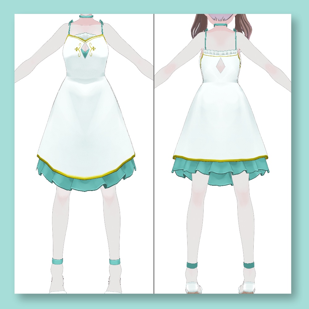 【VRoid】ファンタジーっぽい白ワンピ【無償】