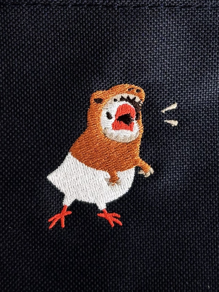 恐竜文鳥刺繍ポーチ※個数限定受注生産