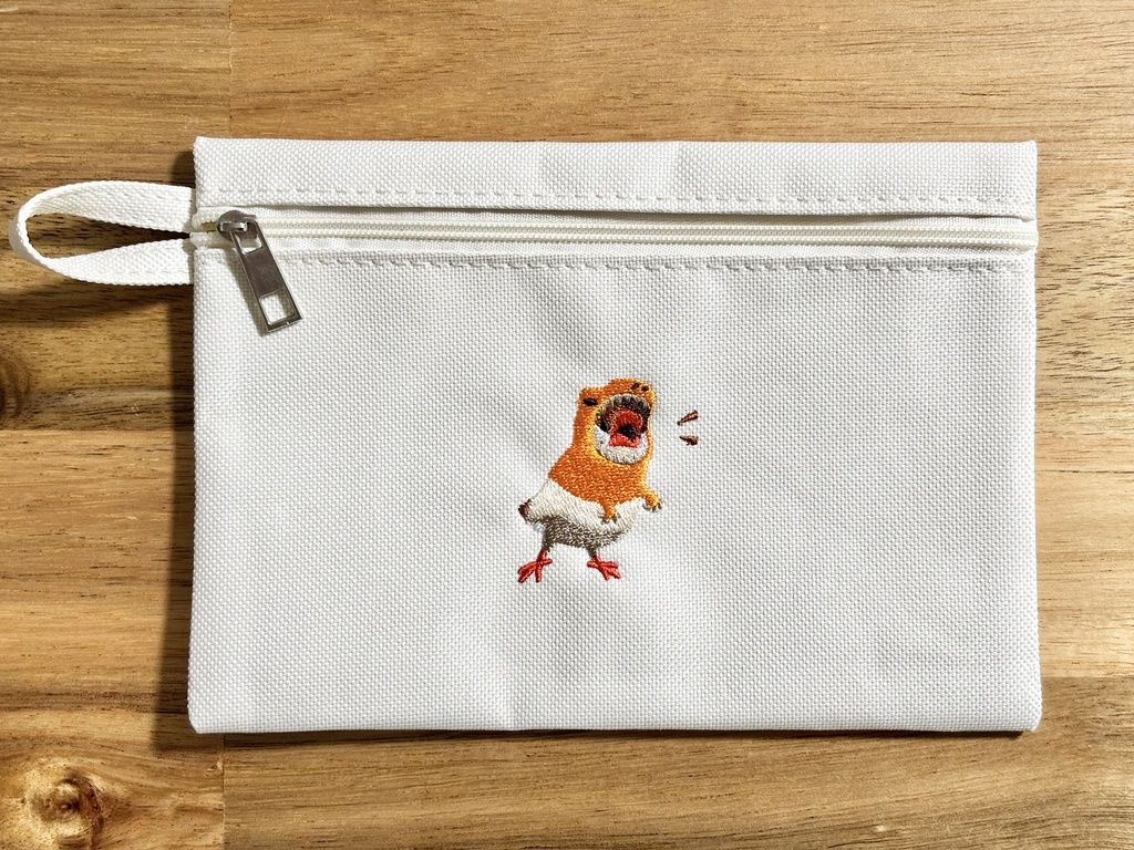恐竜文鳥刺繍ポーチ※個数限定受注生産