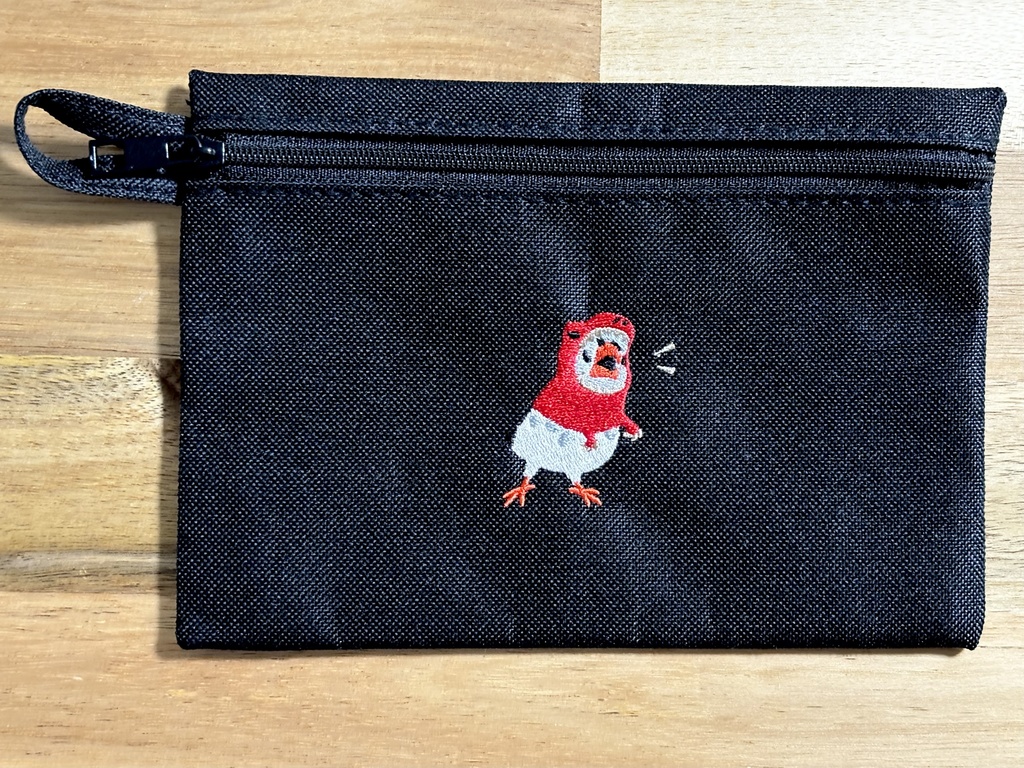 恐竜文鳥刺繍ポーチ※個数限定受注生産