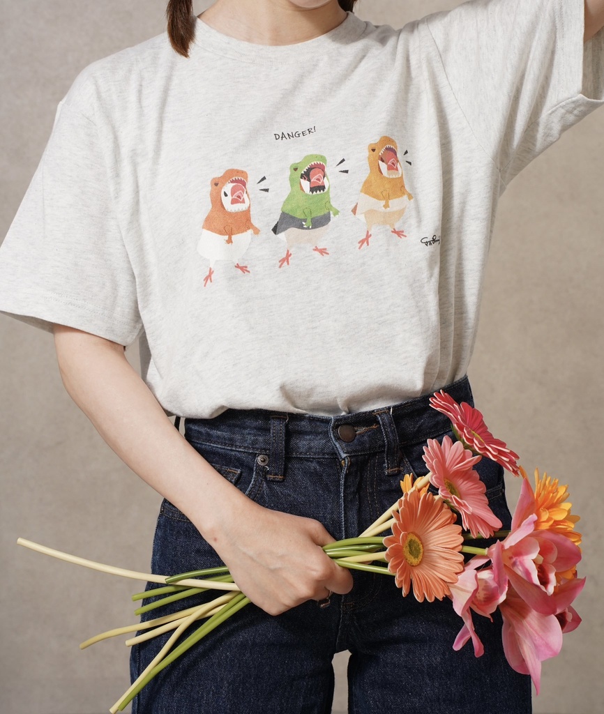 恐竜文鳥Tシャツ