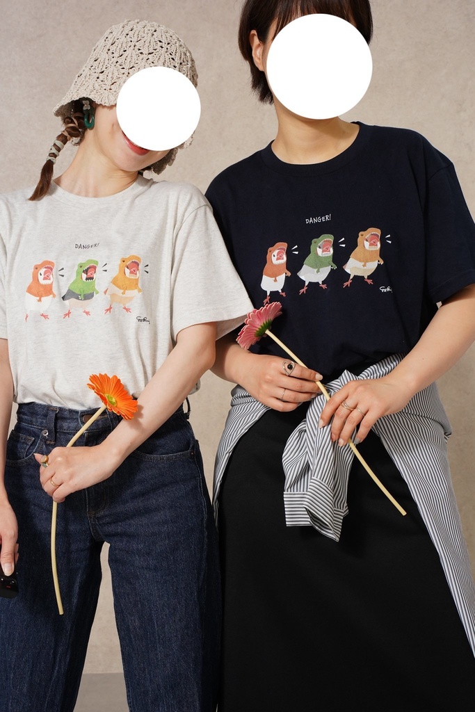 恐竜文鳥Tシャツ