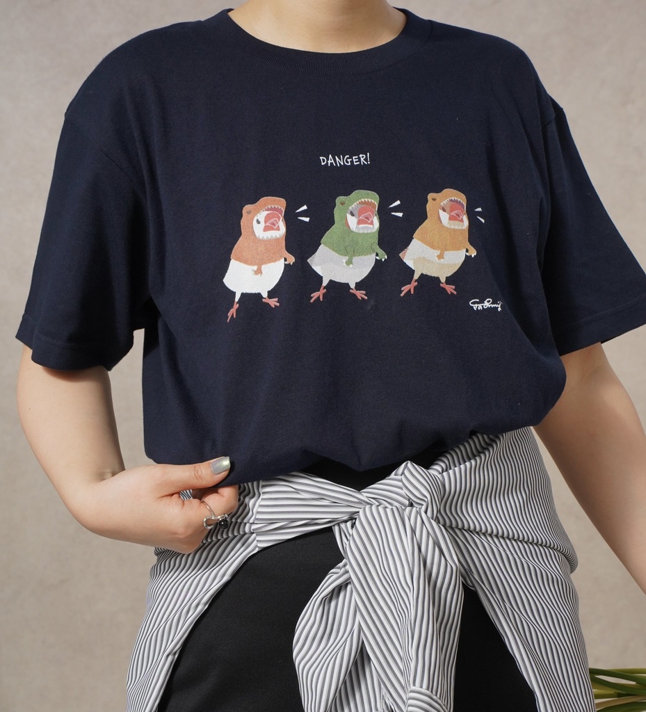 恐竜文鳥Tシャツ