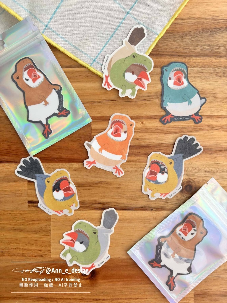 恐竜文鳥ステッカー※完売次第受注