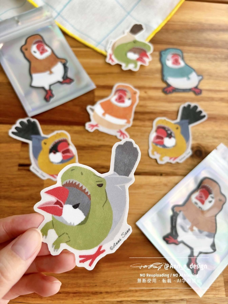 恐竜文鳥ステッカー※完売次第受注