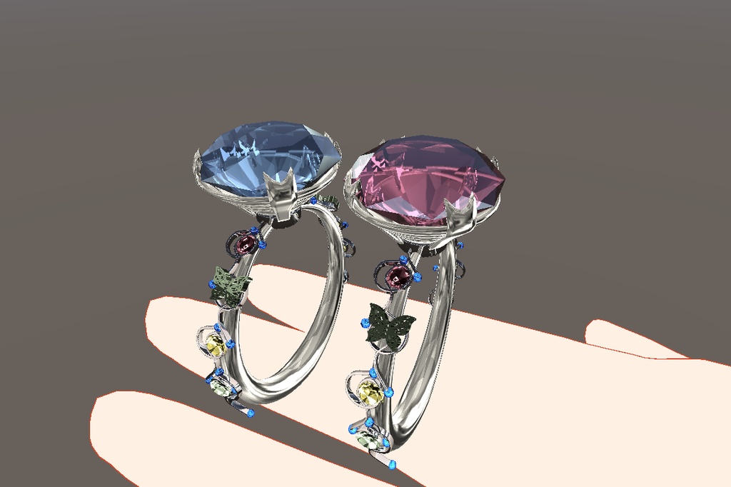 【VRChat想定】ダイヤモンドリング -Butterfly Bijou Diamond