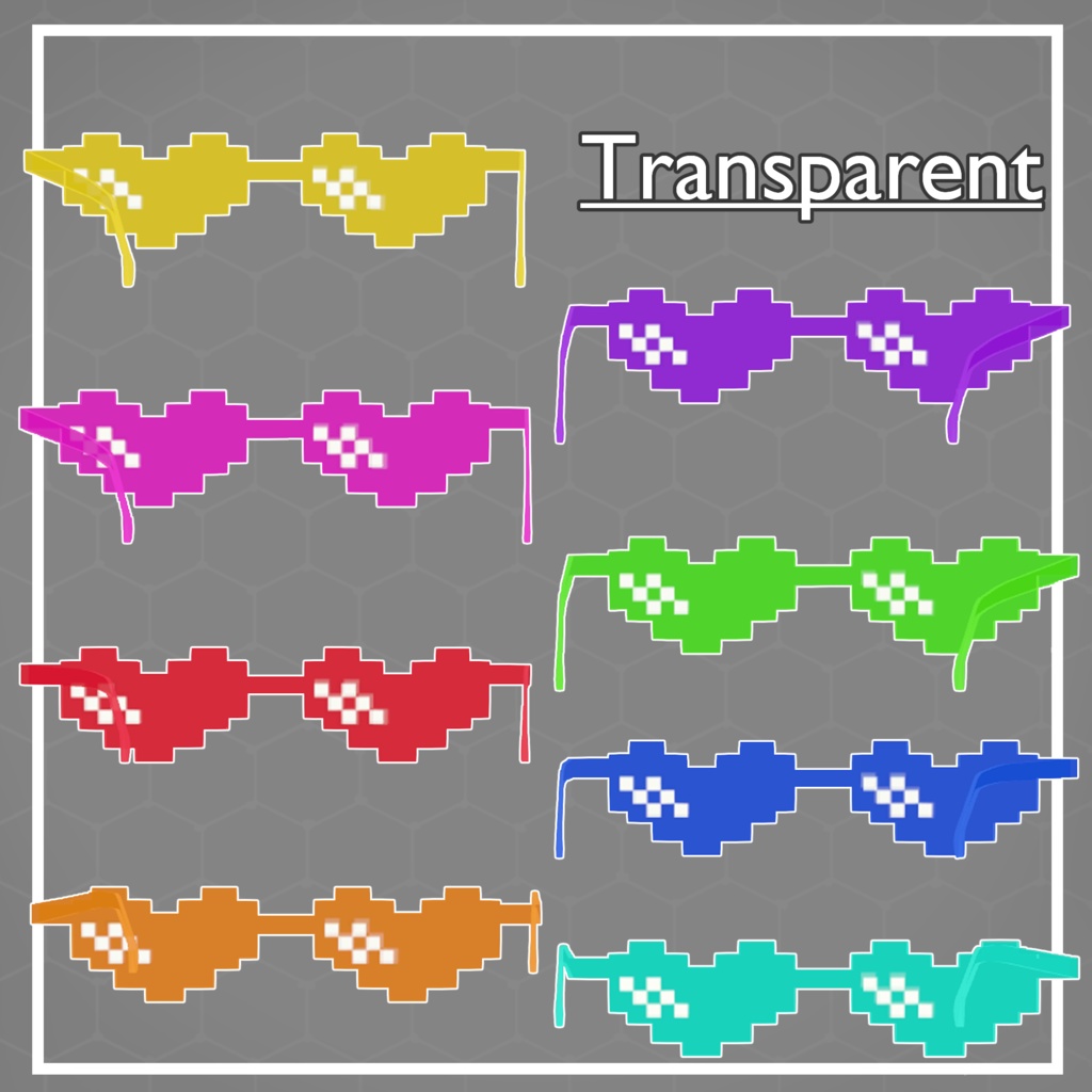 【VRChat想定】【ChilloutVR】8bit Heart Sunglasses / 8ビットハートサングラス
