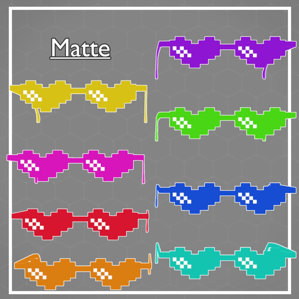 【VRChat想定】【ChilloutVR】8bit Heart Sunglasses / 8ビットハートサングラス
