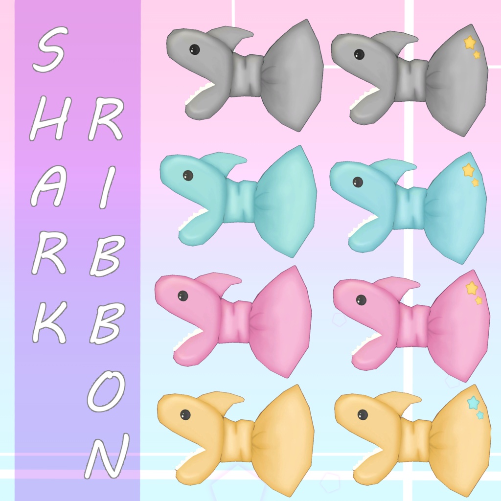 【VRChat】【ChilloutVR】Shark Ribbon Hairpin / シャーク・リボン・ヘアピン