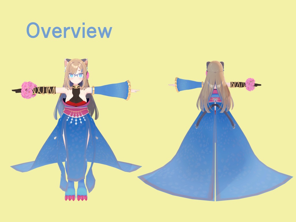 【オリジナル3Dモデル「猫山宙(ねこやま そら)」用衣装】偶像龍姫-cherry blossom-