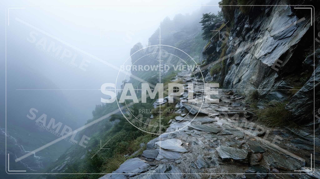 CoC/TRPG・創作背景素材| 霧の峡谷道 9枚セット