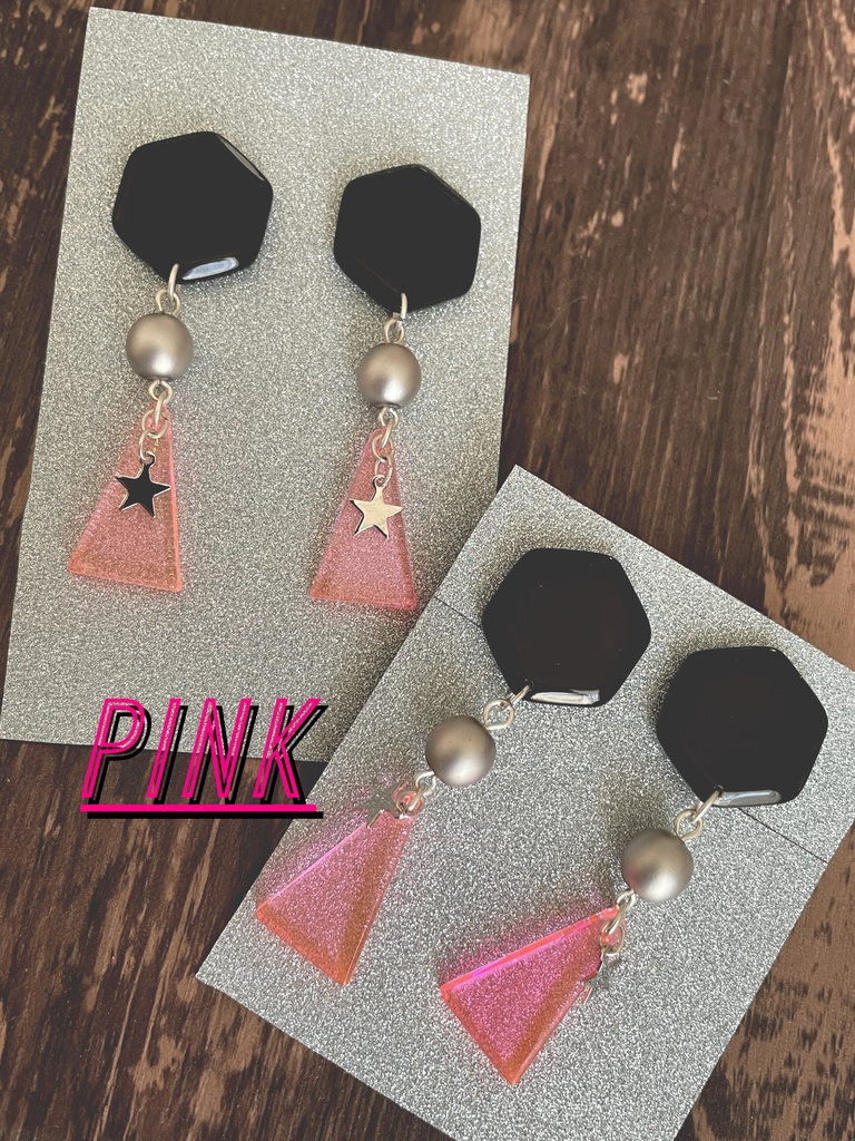 ネオンカラー幾何図形ピアス・イヤリング