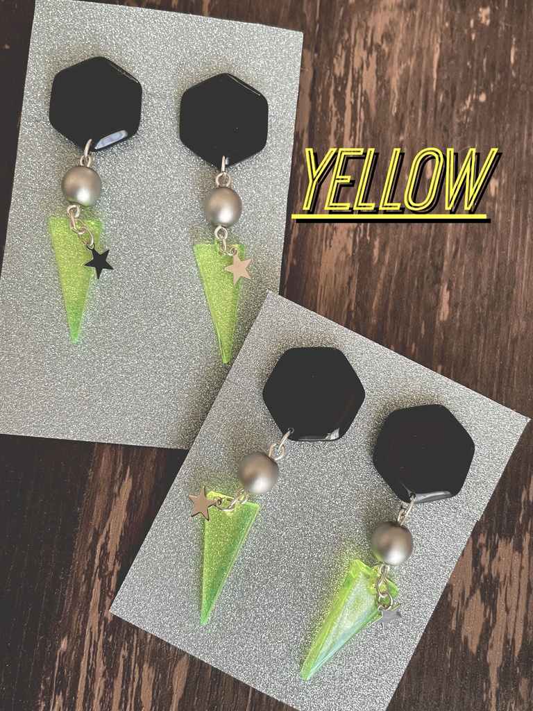 ネオンカラー幾何図形ピアス・イヤリング